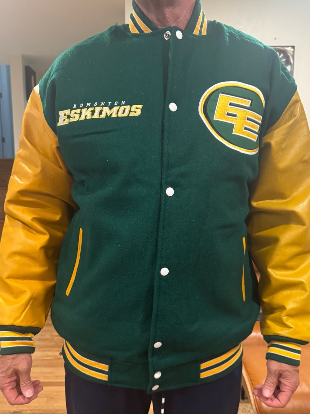 Green and Gold ESKIMOS Varsity Jacket